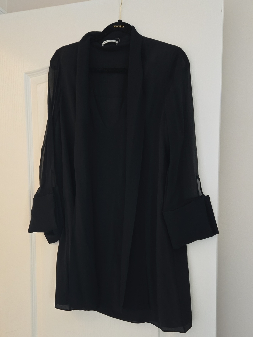 Alice + Olivia Black Long V Neck Dress